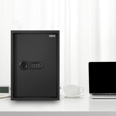 Coffre-Fort Biométrique Grande Capacité – Empreinte Digitale & Clavier Numérique