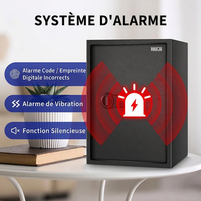 Coffre-Fort Biométrique Grande Capacité – Empreinte Digitale & Clavier Numérique